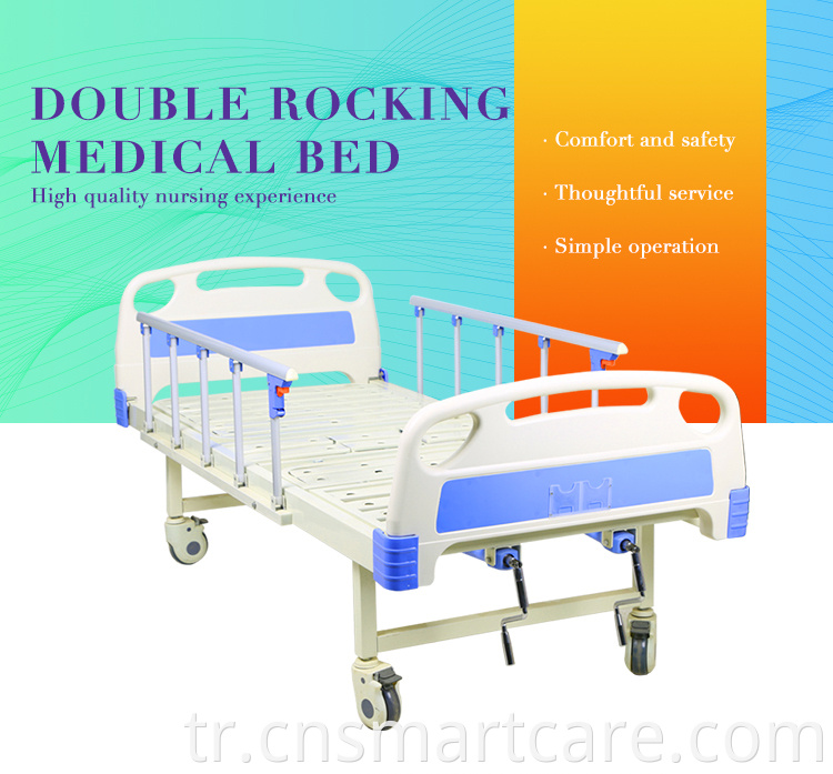 Ev kullanın Felçli hastalar için çok fonksiyonel manuel hastane yatağı) İki fonksiyonlu hastane mobilyaları demir hastane yatağı